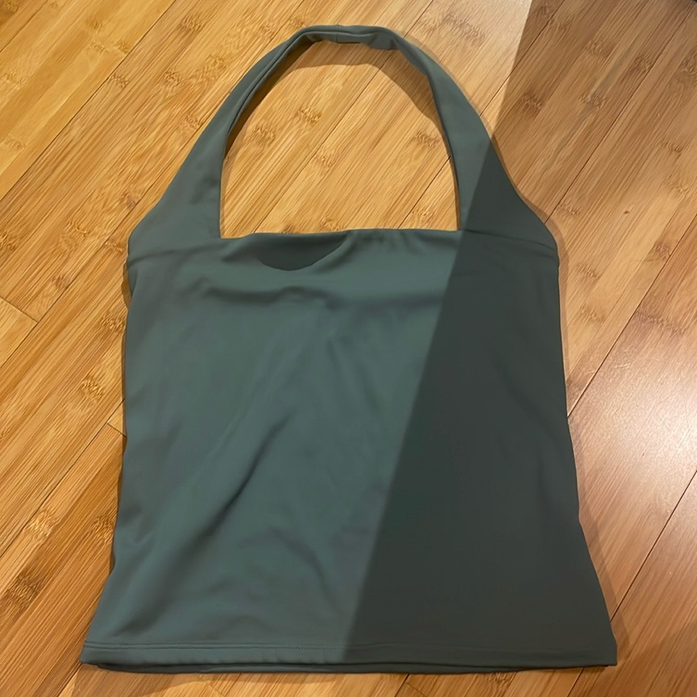 Express Body Contour Double Lined Cropped Halter Green